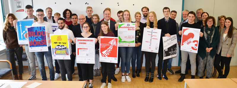 Präsentation Plakatentwürfe Ausbildungsbörse Hürth 2020.