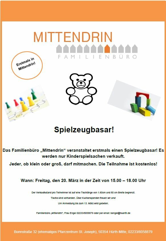 Plakat zum Spielzeugbasar am 20.03.2020.